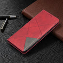 For Xiaomi Redmi 9A Rhombus Texture Horizontal Flip Magnetic Leather Case with Holder & Card Slots(Red)