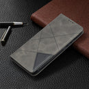 For Xiaomi Redmi 9A Rhombus Texture Horizontal Flip Magnetic Leather Case with Holder & Card Slots(Grey)