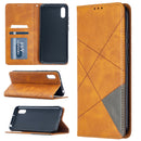 For Xiaomi Redmi 9A Rhombus Texture Horizontal Flip Magnetic Leather Case with Holder & Card Slots(Yellow)