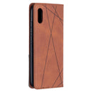 For Xiaomi Redmi 9A Rhombus Texture Horizontal Flip Magnetic Leather Case with Holder & Card Slots(Brown)