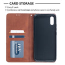 For Xiaomi Redmi 9A Rhombus Texture Horizontal Flip Magnetic Leather Case with Holder & Card Slots(Brown)