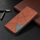 For Xiaomi Redmi 9A Rhombus Texture Horizontal Flip Magnetic Leather Case with Holder & Card Slots(Brown)