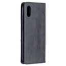 For Xiaomi Redmi 9A Rhombus Texture Horizontal Flip Magnetic Leather Case with Holder & Card Slots(Black)