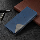 For Xiaomi Redmi 9C Rhombus Texture Horizontal Flip Magnetic Leather Case with Holder & Card Slots(Blue)