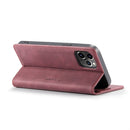 For iPhone 12 Pro Max CaseMe-013 Multifunctional Retro Frosted Horizontal Flip Leather Case with Card Slot & Holder & Wallet(Wine Red)
