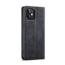 For iPhone 12 / 12 Pro CaseMe-013 Multifunctional Retro Frosted Horizontal Flip Leather Case with Card Slot & Holder & Wallet(Black)