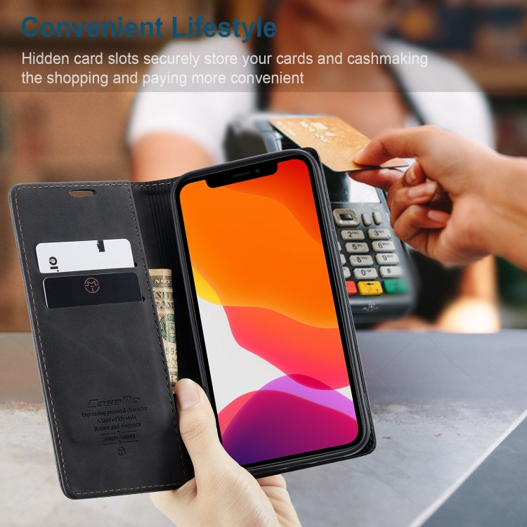 For iPhone 12 / 12 Pro CaseMe-013 Multifunctional Retro Frosted Horizontal Flip Leather Case with Card Slot & Holder & Wallet(Black)