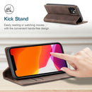 For iPhone 12 / 12 Pro CaseMe-013 Multifunctional Retro Frosted Horizontal Flip Leather Case with Card Slot & Holder & Wallet(Coffee)
