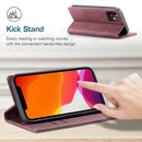 For iPhone 12 / 12 Pro CaseMe-013 Multifunctional Retro Frosted Horizontal Flip Leather Case with Card Slot & Holder & Wallet(Wine Red)