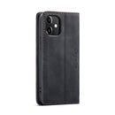 For iPhone 12 mini CaseMe-013 Multifunctional Retro Frosted Horizontal Flip Leather Case with Card Slot & Holder & Wallet(Black)