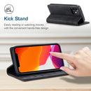 For iPhone 12 mini CaseMe-013 Multifunctional Retro Frosted Horizontal Flip Leather Case with Card Slot & Holder & Wallet(Black)