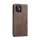 For iPhone 12 mini CaseMe-013 Multifunctional Retro Frosted Horizontal Flip Leather Case with Card Slot & Holder & Wallet(Coffee)
