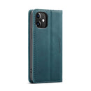 For iPhone 12 mini CaseMe-013 Multifunctional Retro Frosted Horizontal Flip Leather Case with Card Slot & Holder & Wallet(Blue)