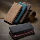 For iPhone 12 mini CaseMe-013 Multifunctional Retro Frosted Horizontal Flip Leather Case with Card Slot & Holder & Wallet(Wine Red)