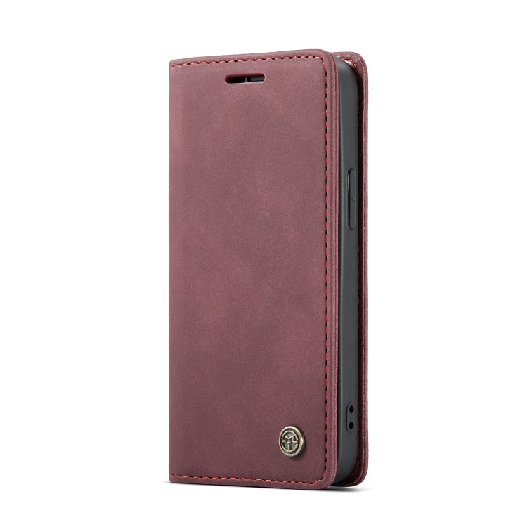 For iPhone 12 mini CaseMe-013 Multifunctional Retro Frosted Horizontal Flip Leather Case with Card Slot & Holder & Wallet(Wine Red)