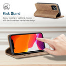For iPhone 12 mini CaseMe-013 Multifunctional Retro Frosted Horizontal Flip Leather Case with Card Slot & Holder & Wallet(Brown)