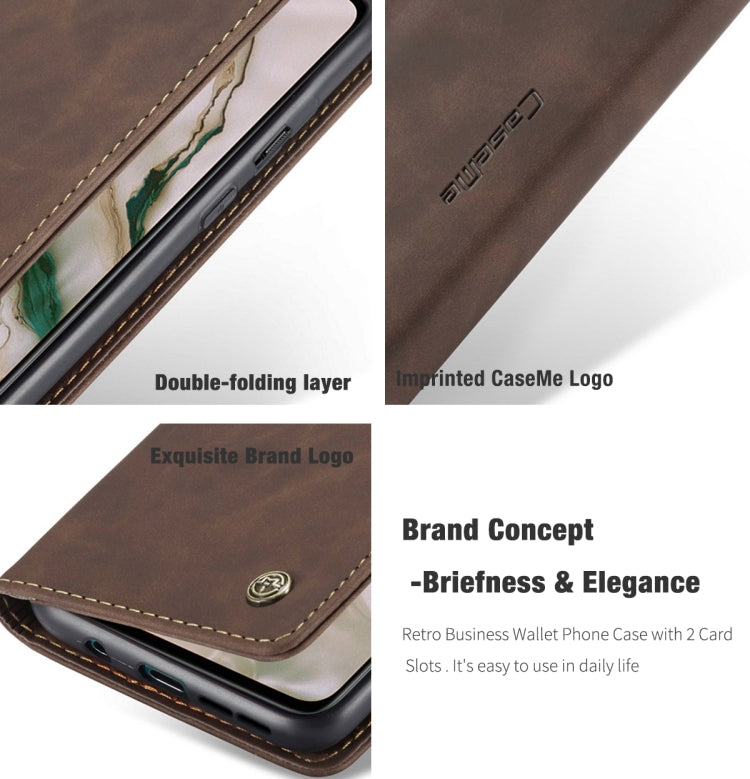 For OnePlus Nord CaseMe-013 Multifunctional Retro Frosted Horizontal Flip Leather Case with Card Slot & Holder & Wallet(Coffee)