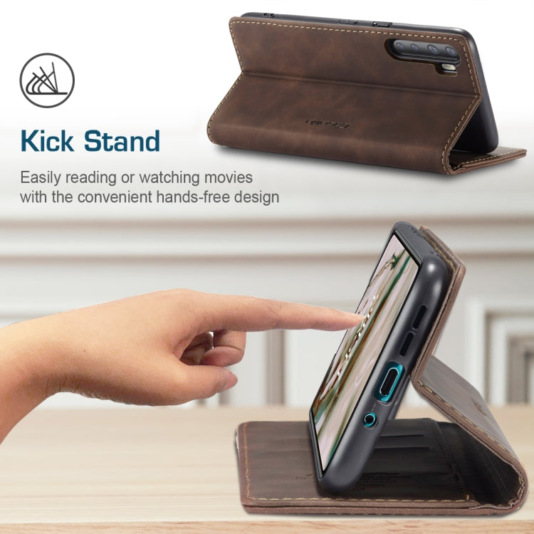 For OnePlus Nord CaseMe-013 Multifunctional Retro Frosted Horizontal Flip Leather Case with Card Slot & Holder & Wallet(Coffee)