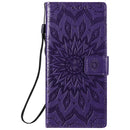 For Samsung Galaxy Note20 Ultra 5G Sun Embossing Pattern Horizontal Flip Leather Case with Card Slot & Holder & Wallet & Lanyard(Purple)