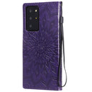 For Samsung Galaxy Note20 Ultra 5G Sun Embossing Pattern Horizontal Flip Leather Case with Card Slot & Holder & Wallet & Lanyard(Purple)