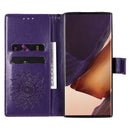 For Samsung Galaxy Note20 Ultra 5G Sun Embossing Pattern Horizontal Flip Leather Case with Card Slot & Holder & Wallet & Lanyard(Purple)
