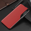 For Xiaomi Redmi 9C Side Display Shockproof Horizontal Flip Leather Case with Holder(Red)