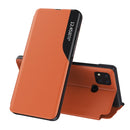 For Xiaomi Redmi 9C Side Display Shockproof Horizontal Flip Leather Case with Holder(Orange)
