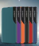 For Xiaomi Redmi 9C Side Display Shockproof Horizontal Flip Leather Case with Holder(Dark Blue)