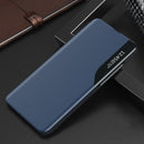 For Xiaomi Redmi 9C Side Display Shockproof Horizontal Flip Leather Case with Holder(Dark Blue)