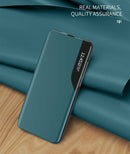 For Xiaomi Redmi 9C Side Display Shockproof Horizontal Flip Leather Case with Holder(Dark Blue)