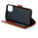 For iPhone 12 mini Embossed Happy Cat Pattern Horizontal Flip Leather Case with Holder & Card Slots & Wallet & Photo Frame(Brown)