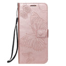 For OPPO Reno4 5G 3D Butterflies Embossing Pattern Horizontal Flip Leather Case with Holder & Card Slot & Wallet & Lanyard(Rose Gold)
