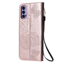 For OPPO Reno4 5G 3D Butterflies Embossing Pattern Horizontal Flip Leather Case with Holder & Card Slot & Wallet & Lanyard(Rose Gold)