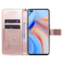 For OPPO Reno4 5G 3D Butterflies Embossing Pattern Horizontal Flip Leather Case with Holder & Card Slot & Wallet & Lanyard(Rose Gold)