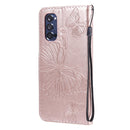 For OPPO Reno4 Pro 5G 3D Butterflies Embossing Pattern Horizontal Flip Leather Case with Holder & Card Slot & Wallet & Lanyard(Rose Gold)