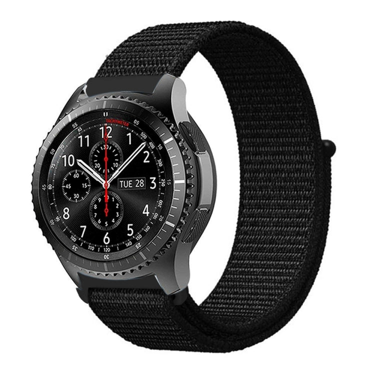 For Samsung Galaxy Watch 42mm Nylon Braided Watch Band(Dark Black)