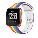 For Fitbit Versa 2 / Lite 22mm Reverse Buckle Printed Silicone Watch Band(Rainbow)