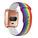 For Fitbit Versa 2 / Lite 22mm Reverse Buckle Printed Silicone Watch Band(Rainbow)