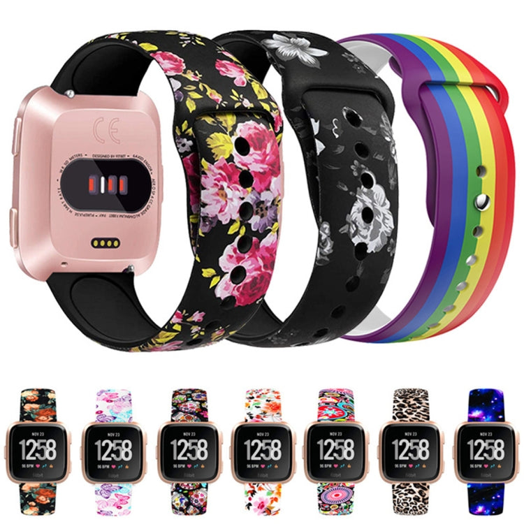 For Fitbit Versa 2 / Lite 22mm Reverse Buckle Printed Silicone Watch Band(Butterfly)