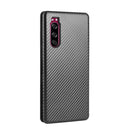 For Sony Xperia 5 Carbon Fiber Texture Horizontal Flip TPU + PC + PU Leather Case with Card Slot(Black)