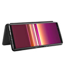 For Sony Xperia 5 Carbon Fiber Texture Horizontal Flip TPU + PC + PU Leather Case with Card Slot(Black)