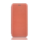 For Sony Xperia 5 Carbon Fiber Texture Horizontal Flip TPU + PC + PU Leather Case with Card Slot(Brown)