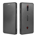 For ZTE nubia Red Magic 5S Carbon Fiber Texture Horizontal Flip TPU + PC + PU Leather Case with Card Slot(Black)