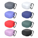 For Samsung Galaxy Buds Live Solid Color Anti-fall Earphone Protective Case with Hook(Lake Blue)