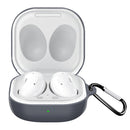 For Samsung Galaxy Buds Live Solid Color Anti-fall Earphone Protective Case with Hook(Lake Blue)