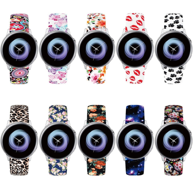 For Samsung Galaxy Active2 20mm Reverse Buckle Printed Silicone Watch Band(Butterfly)