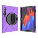 For Samsung Galaxy Tab S8 / Galaxy Tab S7 (2020) T870 Shockproof Colorful Silicone + PC Protective Case with Holder & Shoulder Strap & Hand Strap & Pen Slot(Purple)