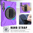 For Samsung Galaxy Tab S8 / Galaxy Tab S7 (2020) T870 Shockproof Colorful Silicone + PC Protective Case with Holder & Shoulder Strap & Hand Strap & Pen Slot(Purple)