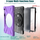 For Samsung Galaxy Tab S8 / Galaxy Tab S7 (2020) T870 Shockproof Colorful Silicone + PC Protective Case with Holder & Shoulder Strap & Hand Strap & Pen Slot(Purple)