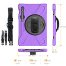 For Samsung Galaxy Tab S8 / Galaxy Tab S7 (2020) T870 Shockproof Colorful Silicone + PC Protective Case with Holder & Shoulder Strap & Hand Strap & Pen Slot(Purple)